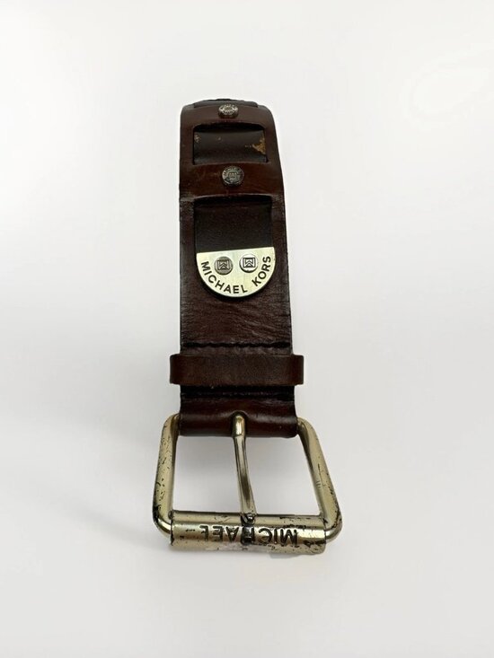 ✨? Vintage Michael Kors Brown Double Leather Boho Belt Silver Hardware Medium ✨ main image 5